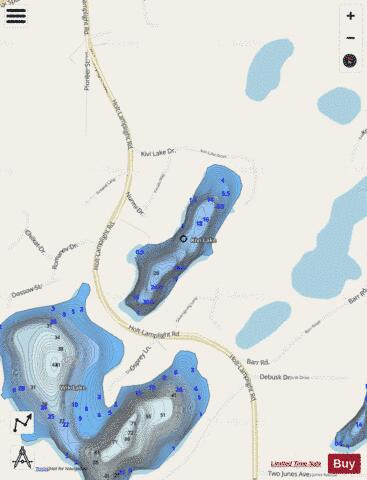 Kivi Lake depth contour Map - i-Boating App - Streets