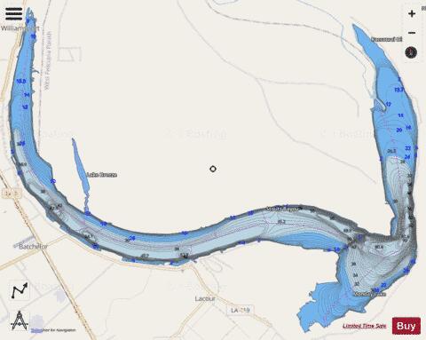 Raccourci Lake depth contour Map - i-Boating App - Streets