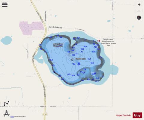 Swede Lake depth contour Map - i-Boating App - Streets