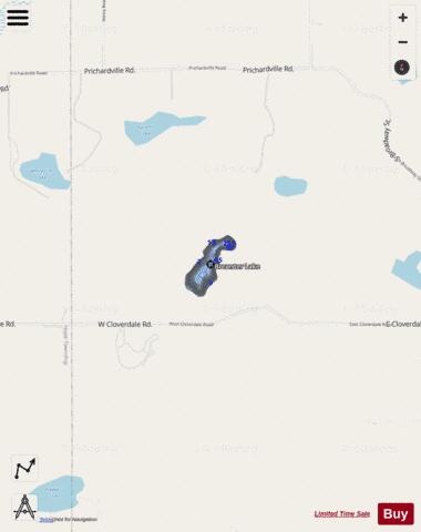 Brewster Lake depth contour Map - i-Boating App - Streets