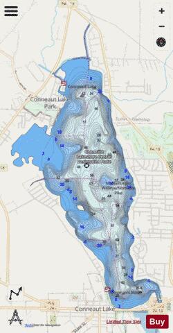 Conneaut Lake depth contour Map - i-Boating App - Streets