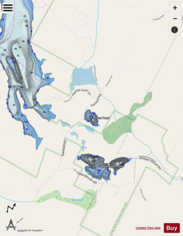 Clear Pond depth contour Map - i-Boating App - Streets
