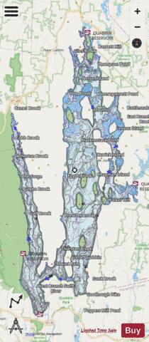 Quabbin Reservoir depth contour Map - i-Boating App - Streets