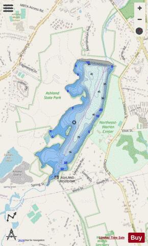 Ashland Reservoir depth contour Map - i-Boating App - Streets