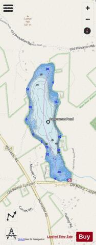 Asnacomet Pond depth contour Map - i-Boating App - Streets