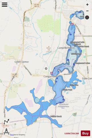 Congamond Lakes depth contour Map - i-Boating App - Streets