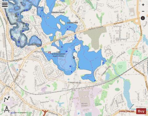 Flint Pond depth contour Map - i-Boating App - Streets