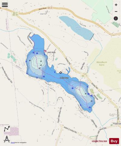 Lake Buel depth contour Map - i-Boating App - Streets