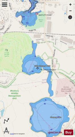 Little Chauncy Pond depth contour Map - i-Boating App - Streets