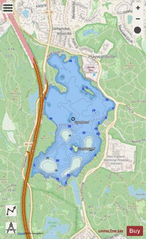 Spot Pond depth contour Map - i-Boating App - Streets