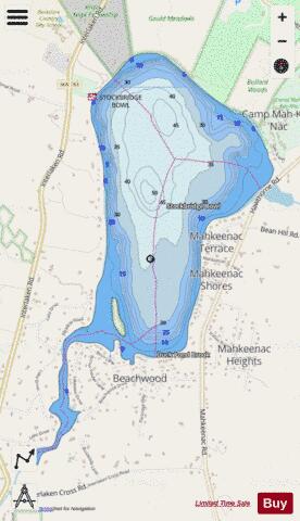 Stockbridge Bowl depth contour Map - i-Boating App - Streets