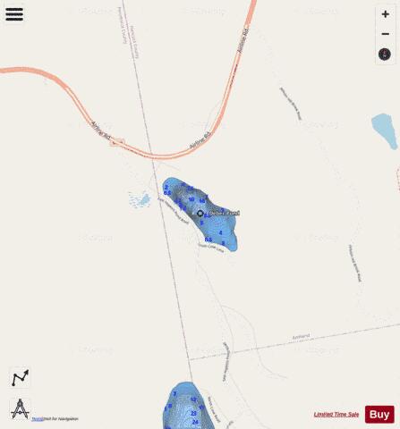 Debec Pond depth contour Map - i-Boating App - Streets
