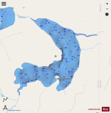 Fifth Musquacook Lake depth contour Map - i-Boating App - Streets