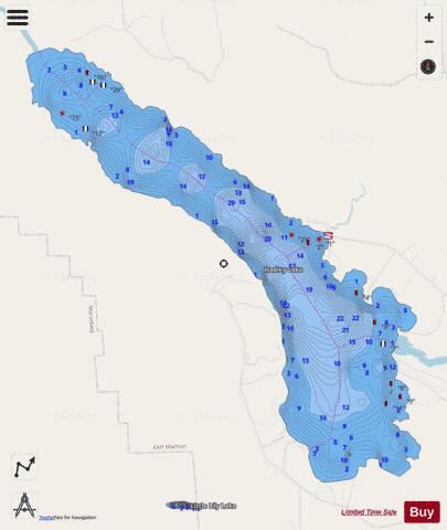 Hadley Lake depth contour Map - i-Boating App - Streets