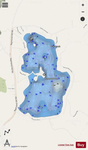 Raymond Pond depth contour Map - i-Boating App - Streets