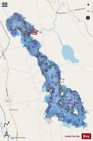 Pushaw Lake depth contour Map - i-Boating App - Streets