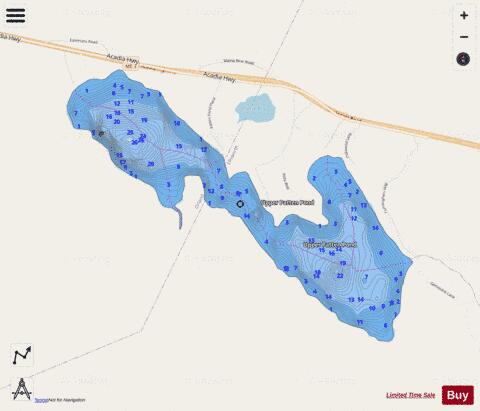 Upper Patten Pond depth contour Map - i-Boating App - Streets