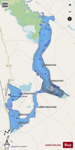 Milton Three Ponds depth contour Map - i-Boating App - Streets