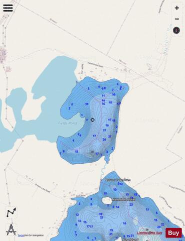 Fields Pond depth contour Map - i-Boating App - Streets
