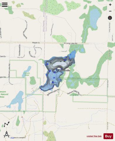 Bellows Lake depth contour Map - i-Boating App - Streets