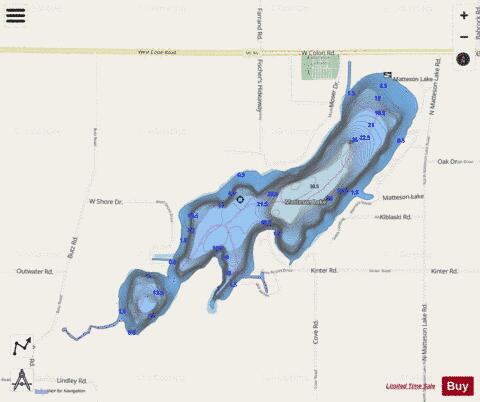 Matteson Lake depth contour Map - i-Boating App - Streets