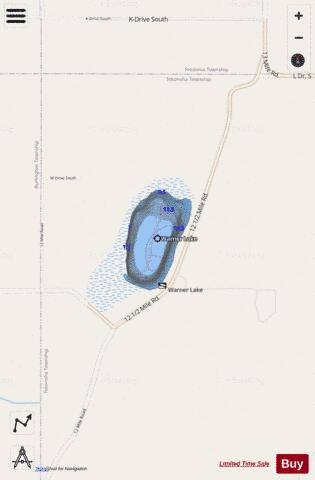 Warner Lake depth contour Map - i-Boating App - Streets