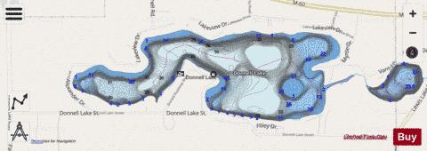 Donnell Lake depth contour Map - i-Boating App - Streets
