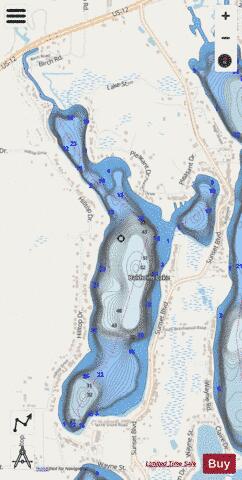 Baldwins Lake depth contour Map - i-Boating App - Streets