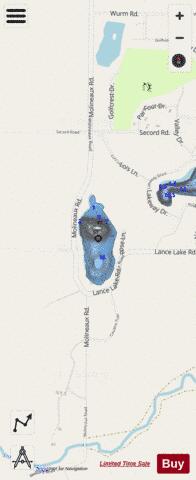 Lance Lake depth contour Map - i-Boating App - Streets