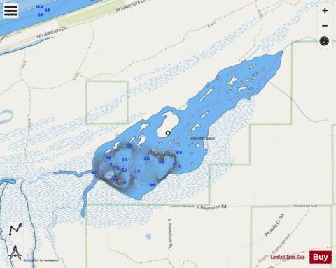 Pendills Lake depth contour Map - i-Boating App - Streets