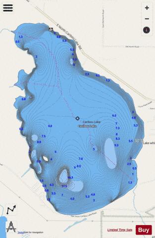 Caribou Lake depth contour Map - i-Boating App - Streets