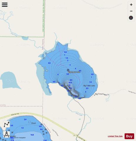 Big Trout Lake depth contour Map - i-Boating App - Streets