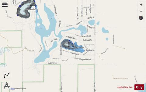 Dodge Lake depth contour Map - i-Boating App - Streets