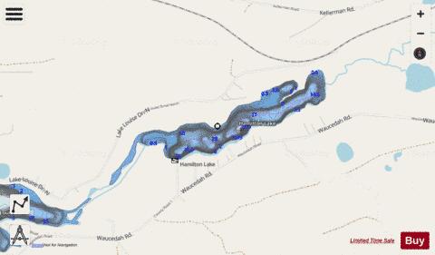 Hamilton Lake depth contour Map - i-Boating App - Streets