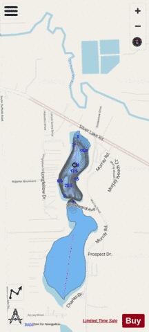 Myers Lake depth contour Map - i-Boating App - Streets