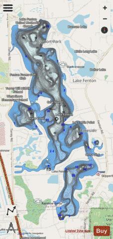 Fenton, Lake depth contour Map - i-Boating App - Streets