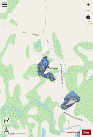 Elbow Lake depth contour Map - i-Boating App - Streets