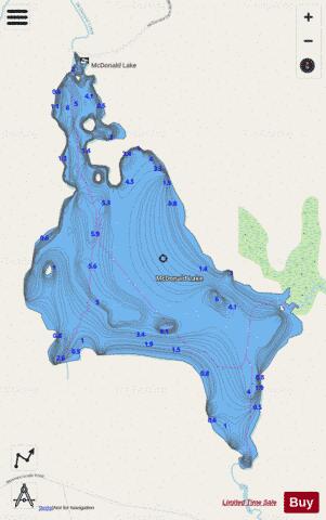 McDonald Lake depth contour Map - i-Boating App - Streets