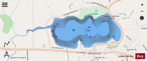 Sunday Lake depth contour Map - i-Boating App - Streets
