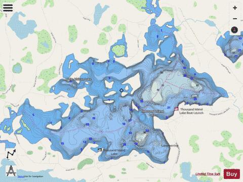Thousand Island Lake depth contour Map - i-Boating App - Streets