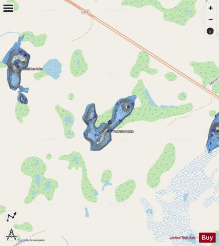 Powwow Lake depth contour Map - i-Boating App - Streets