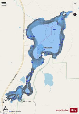 Chaney Lake depth contour Map - i-Boating App - Streets