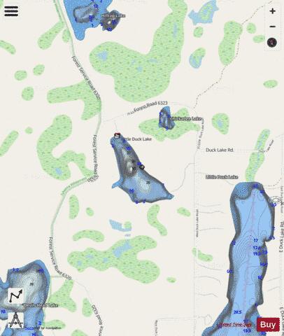 Little Duck Lake depth contour Map - i-Boating App - Streets