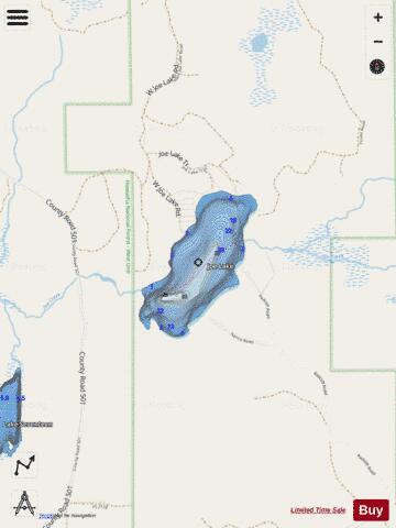Joe Lake depth contour Map - i-Boating App - Streets