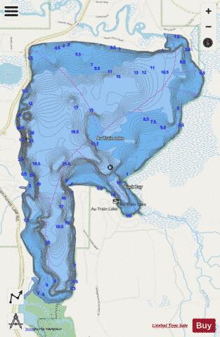Au Train Lake depth contour Map - i-Boating App - Streets