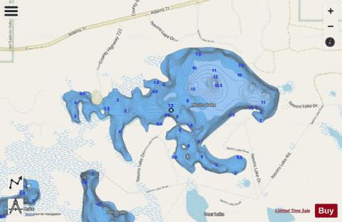 Nevins Lake depth contour Map - i-Boating App - Streets