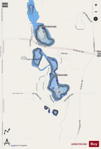 South Sand Lake depth contour Map - i-Boating App - Streets