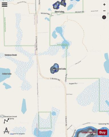 Secord Lake depth contour Map - i-Boating App - Streets