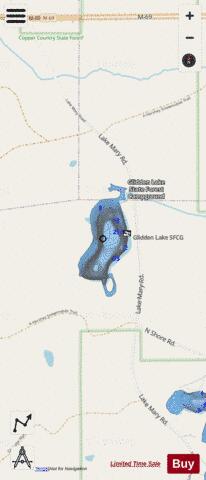 Glidden Lake depth contour Map - i-Boating App - Streets