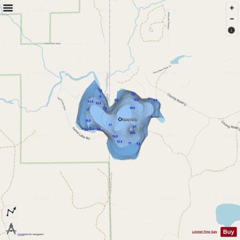 Fence Lake depth contour Map - i-Boating App - Streets